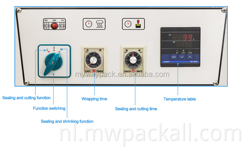 Semi-automatische POF PVC PP PE Film Box Karton Thermische Warmte L Bar Type Sealing Shrink Warp Verpakkingsmachine: